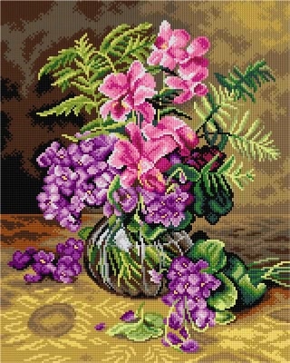 Kanwa Haft Krzyżykowy 40x50 Kwiaty 2904