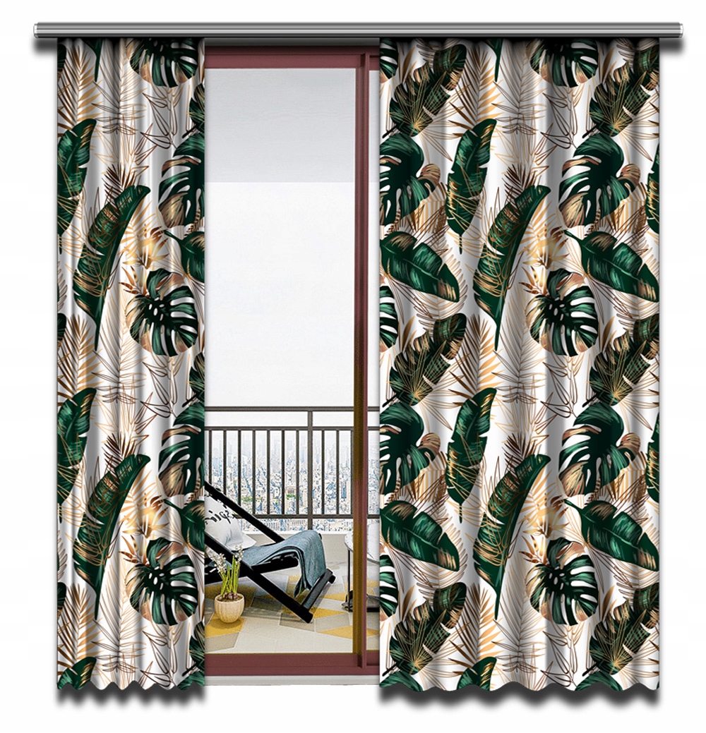 

Zasłony Na Żabki 140x250 Wzór 2 Szt Białe Liście