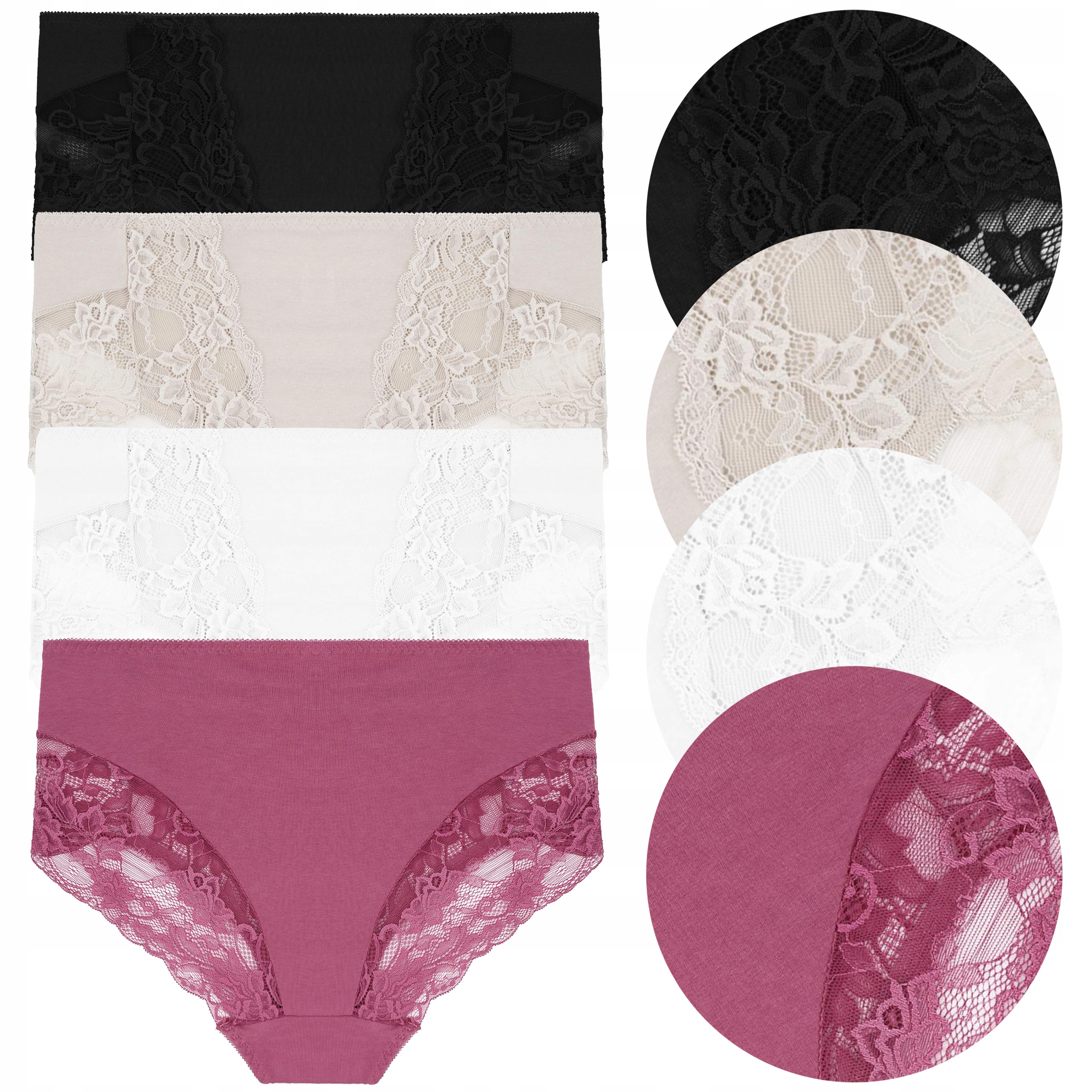 4x FIGI MAJTKI DAMSKIE Bawełniane Zestaw 4 Pak Wysoki Stan MORAJ r. XXL