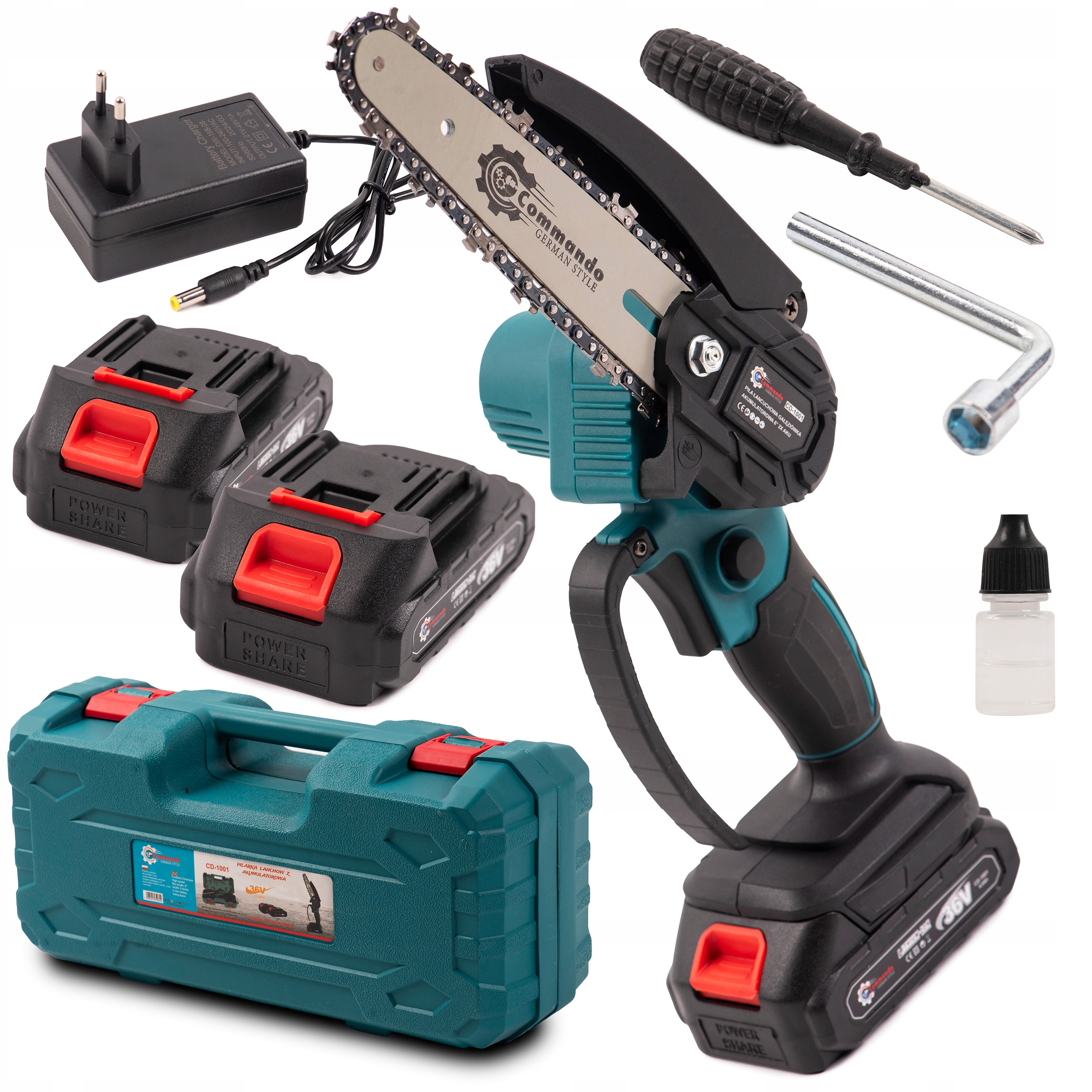 Mocna Piła Łańcuchowa Pilarka Akumulatorowa 36V 2 X Aku Mini Gałęziówka