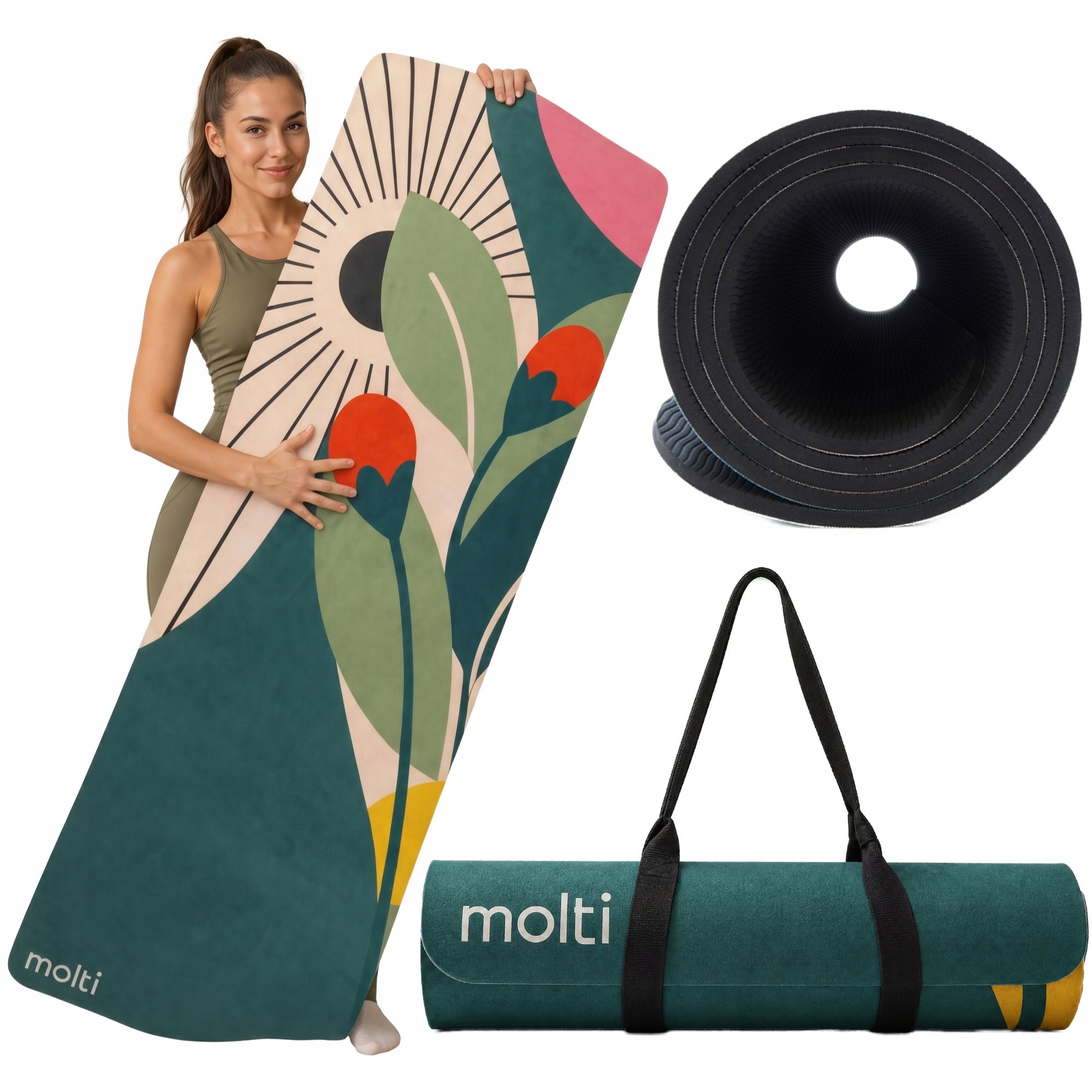Podložka na cvičení fitness jógy Protiskluzová 6 mm Tpe popruh pro přepravu