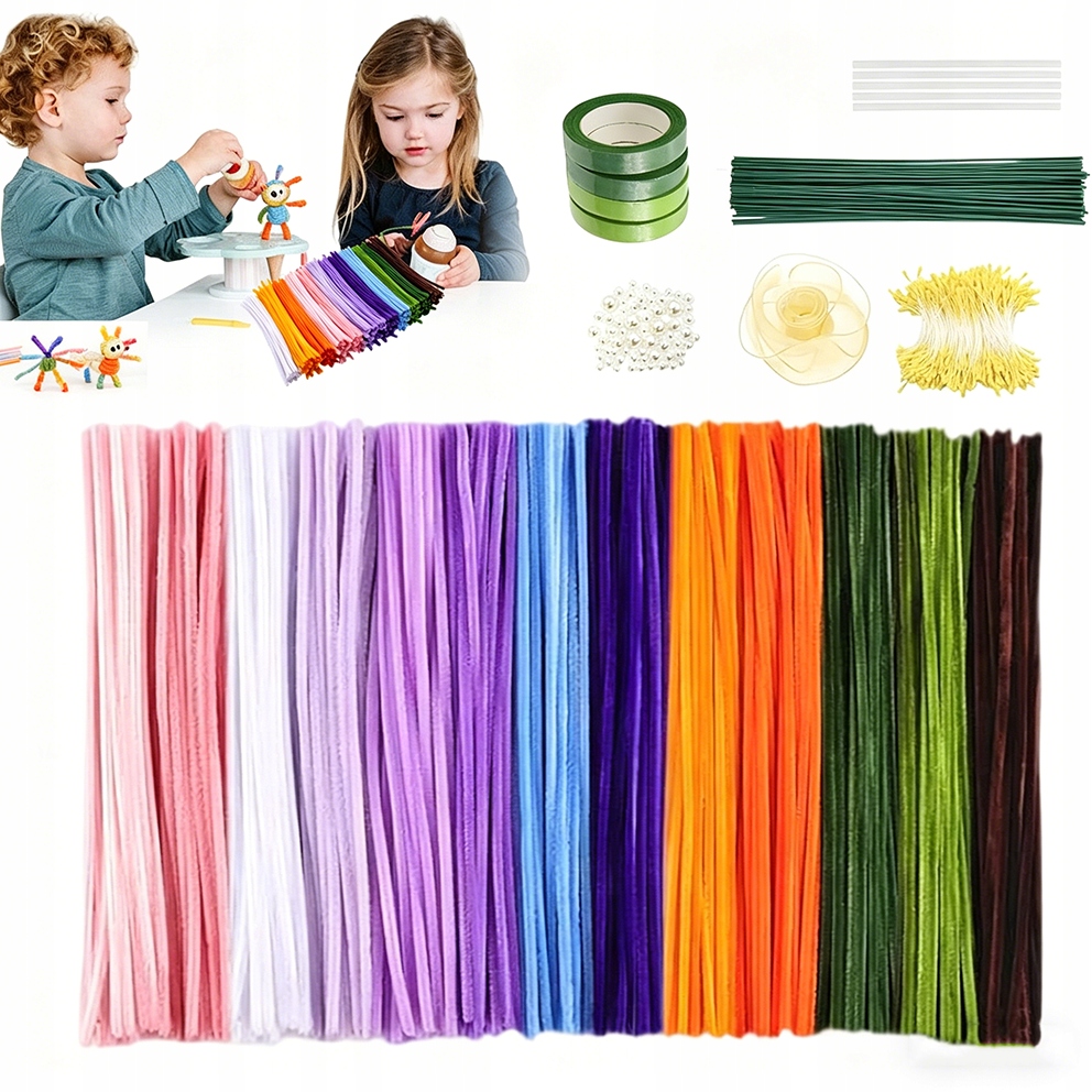 Kreativní Plyšové Drátky 800 Ks Diy Ozdobné Barevné Vytěráky.
