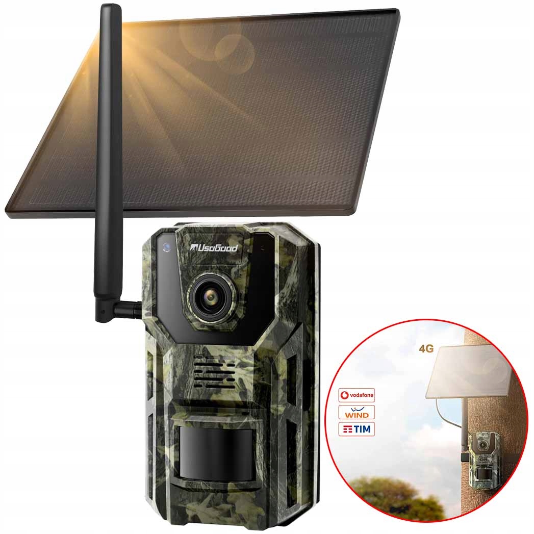 Fotopułapka Solarna 3G 4G Z Sim Gps Kamera Leśna 2K IP66 Panel 7800MAH