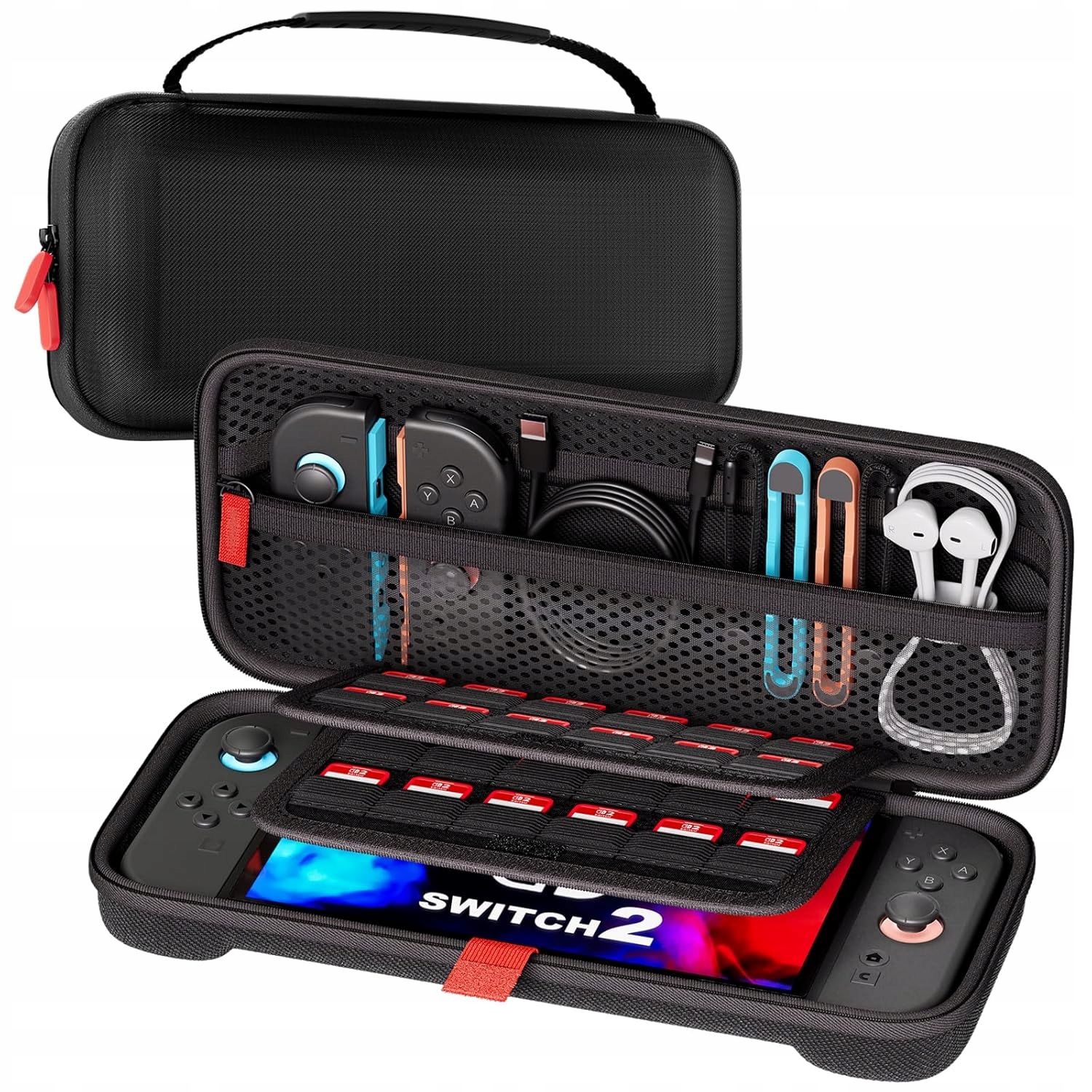 Etui pokrowiec twarde EVA na Nintendo Switch 2 (2025) 24 gier czarne