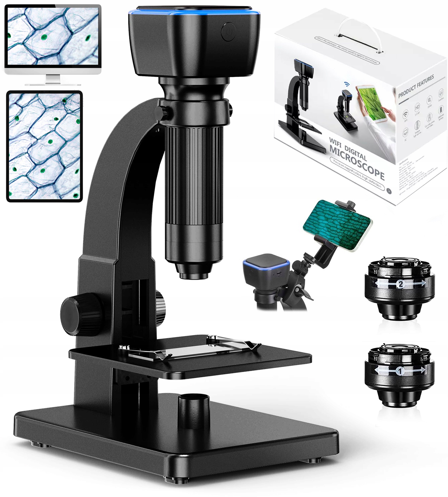 Mikroskop cyfrowy WIFI 2000x 10LED 1080P 12MPIX