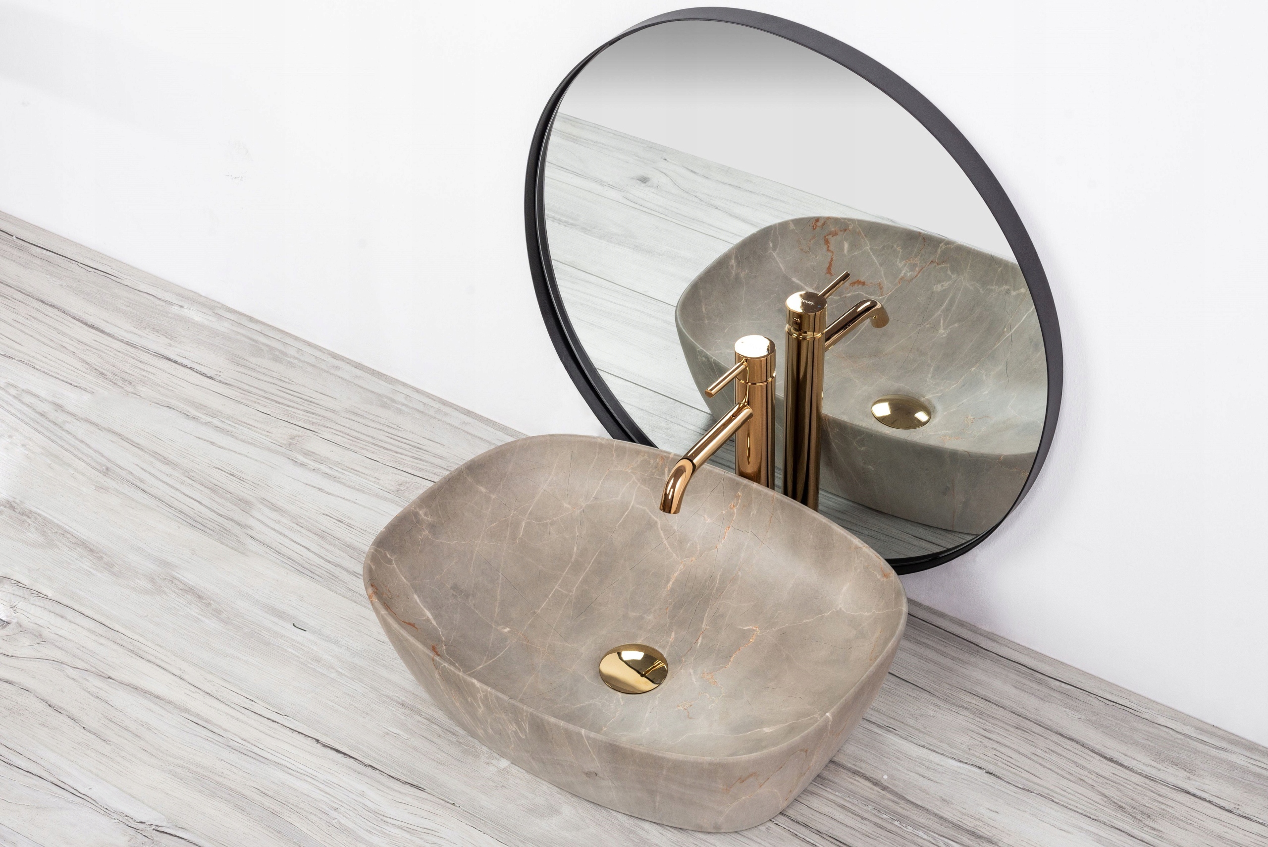 Umywalka Nablatowa Ceramiczna Freja Beige Beżowa REA Rodzaj prostokątna