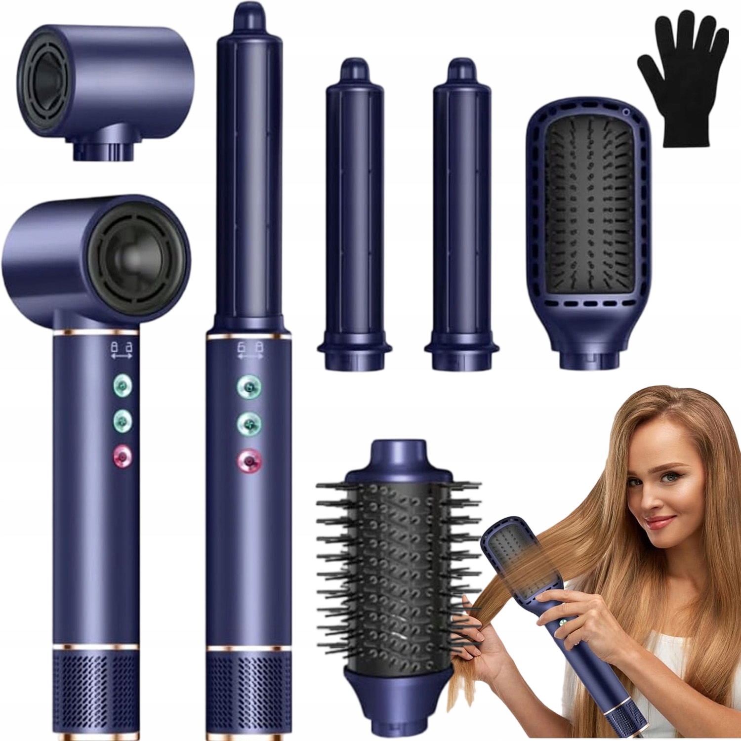 Výkonná Vysoušečka Vlasů 5 V 1 S Ionizací 1300 W Ideální Dárek