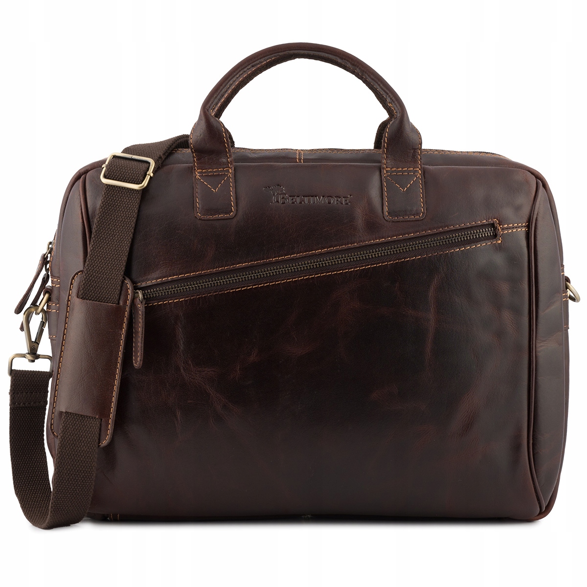 Pánská kožená taška na notebook do práce elegantní hnědá velká Beltimore