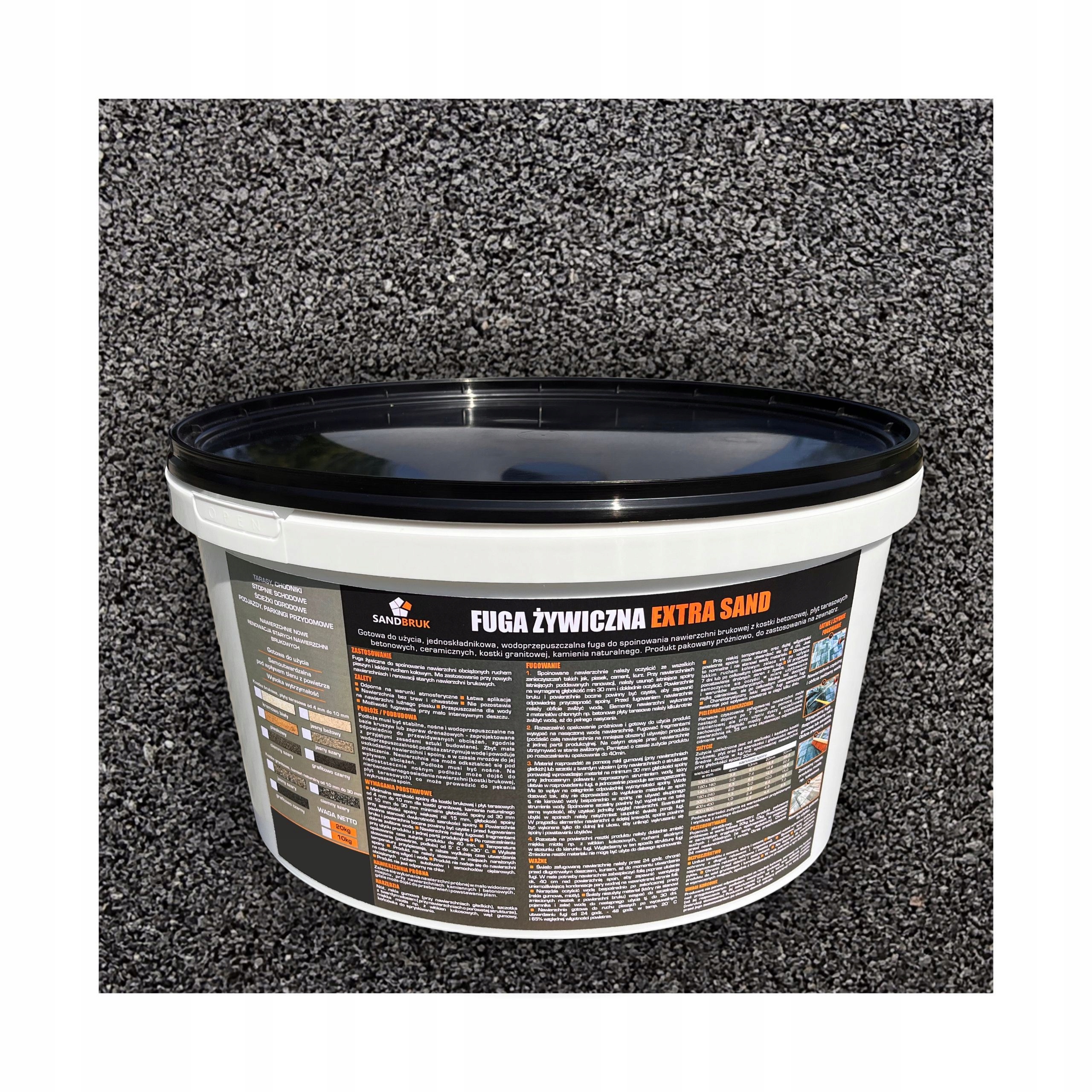 SandBruk Fuga Żywiczna do Kostki Brukowej Płyt Tarasowych Czarny 10 kg..
