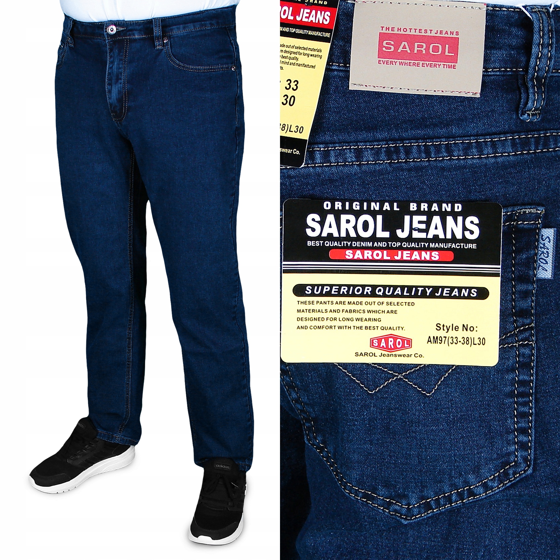 SPODNIE MĘSKIE JEANS SAROL W35 L 32 92-94 cm