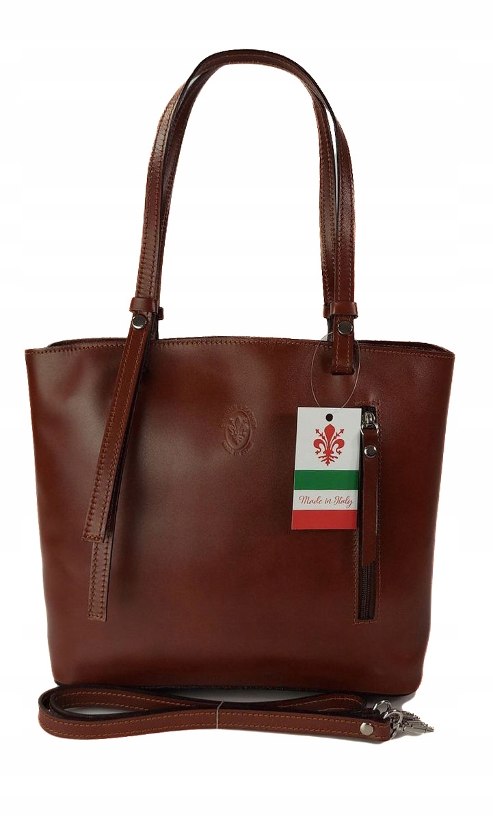 

Włoski skórzany kuferek na ramię do ręki Brąz