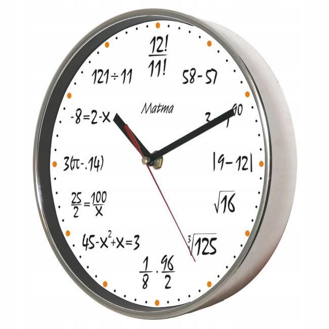 

Zegar chromowany matematyka #11W krokowy