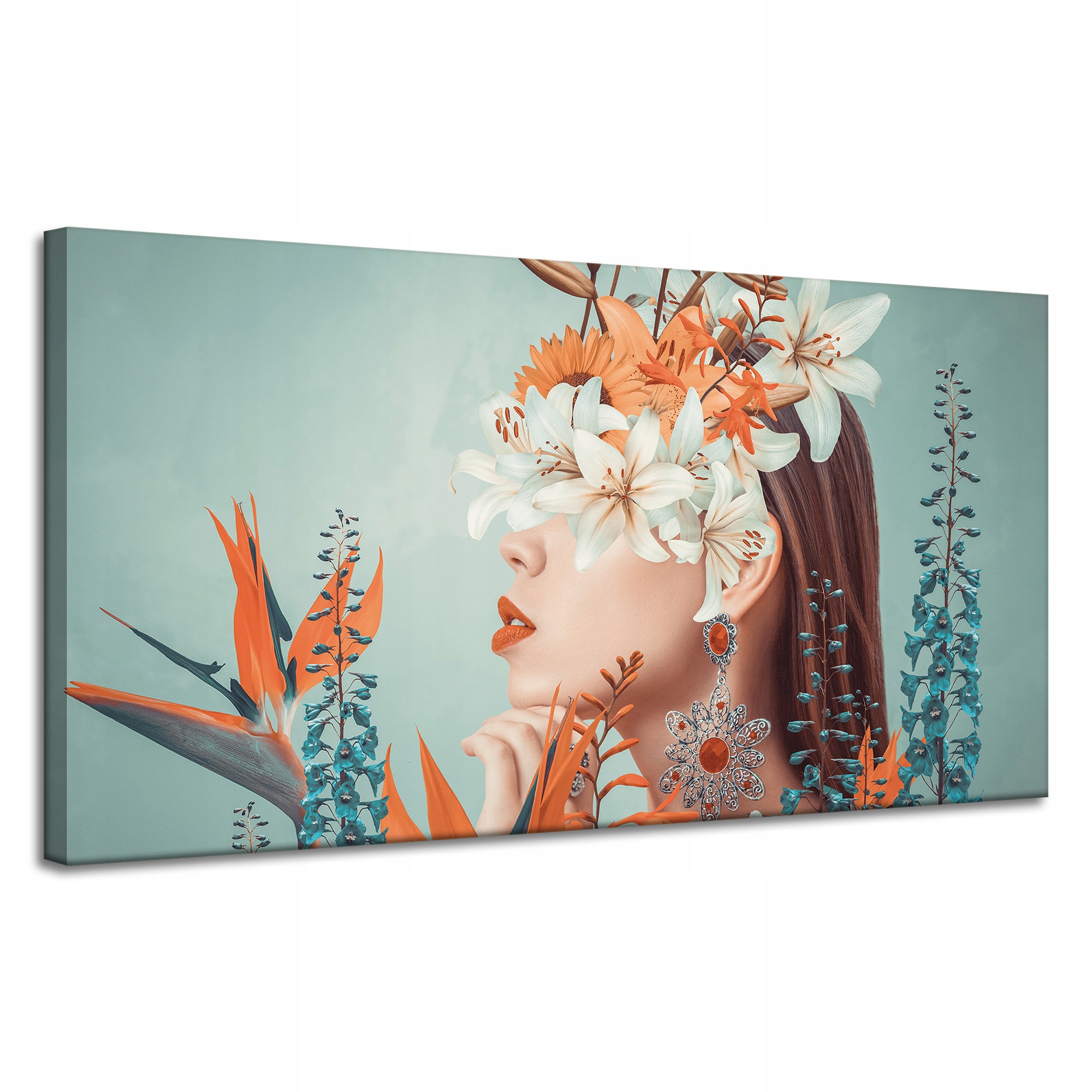 Obraz na plátně Žena Květiny Listy Příroda 120x60 cm