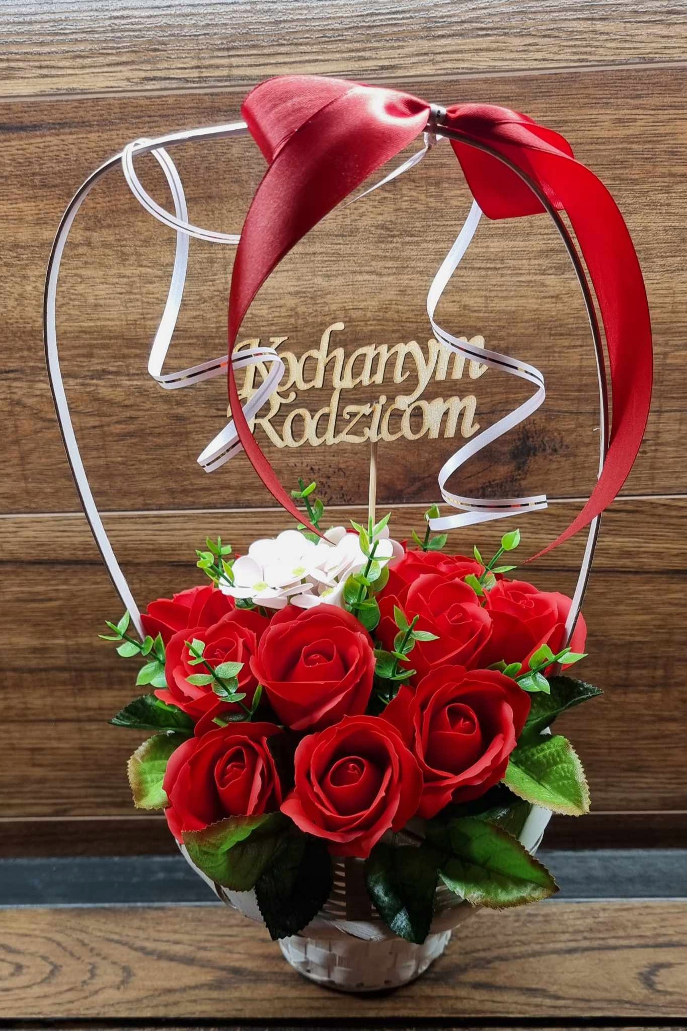 Bukiet kosz upominkowy róże mydlane PACHNĄCE PREZENT dla ŻONY TOPPER PIK Marka inna