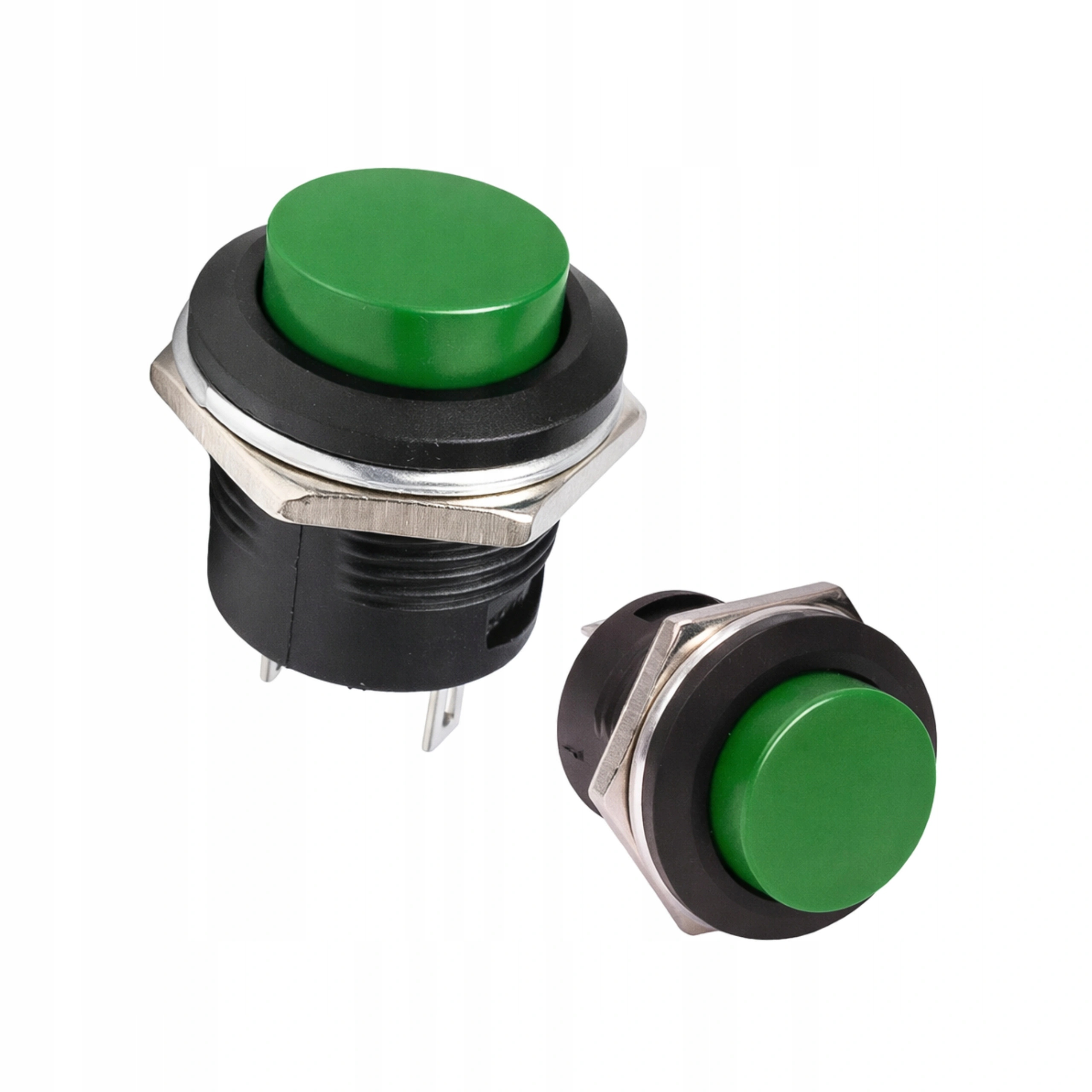 Przycisk Chwilowy R13-507 16mm 250V 3A Zielony Okrągły Monostabilny