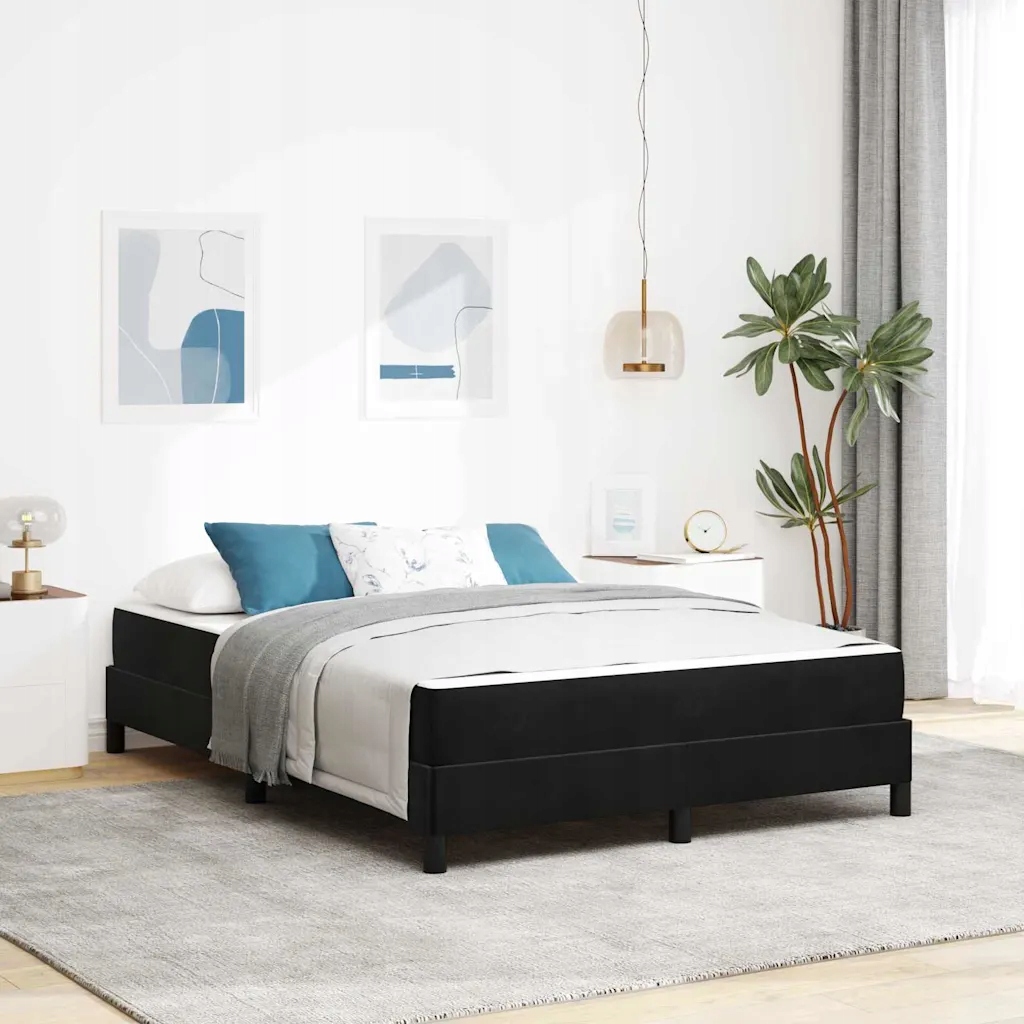 vidaXL Postel s boxspringem s matrací Černá 140 x 200 cm textil