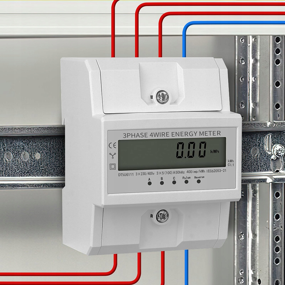 Elektronický elektroměr 3 fázový 100A LCD na Din lištu třída 1
