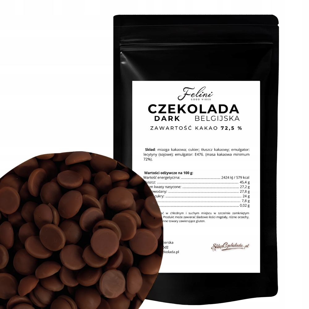 Levně Felini hořká čokoláda belgická 72,5% 1 kg