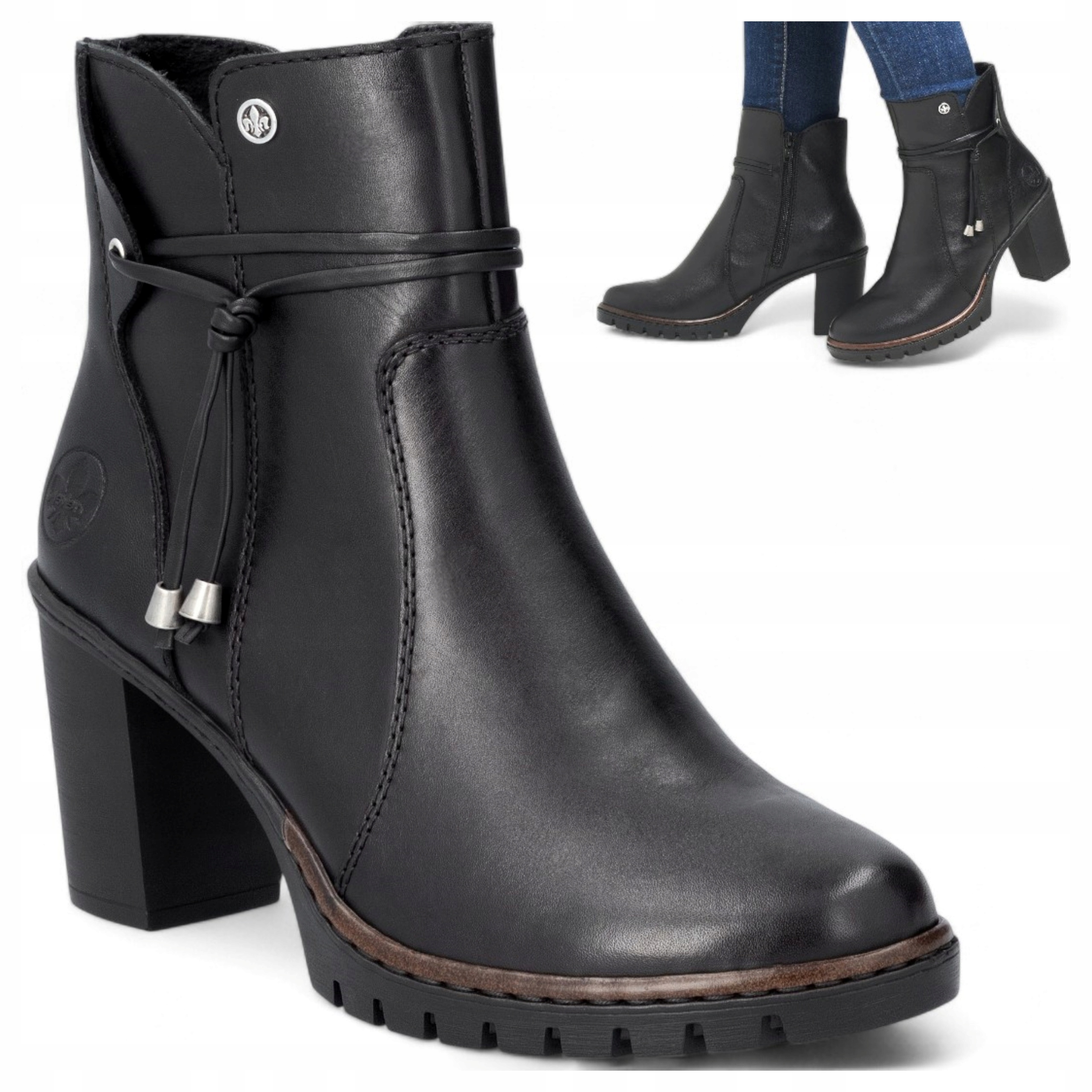 Rieker Dámské Kotníkové Boty 39 Kožené Elegantní na kotníku Pohodlné Módní Černé