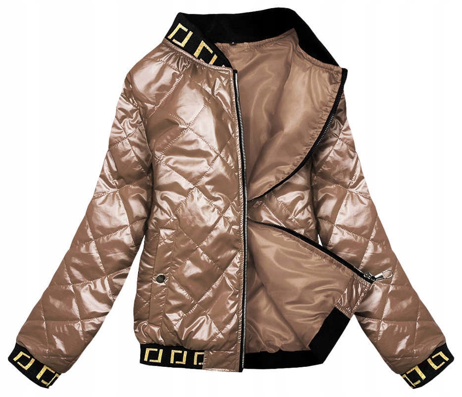 Bunda S Ozdobnými Lemami B9798 Karamelová XXL (44)