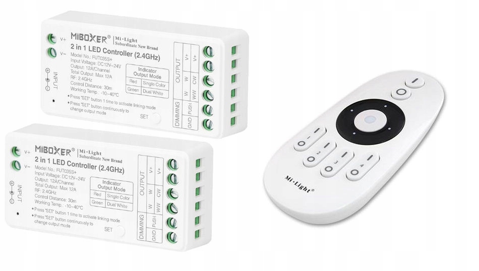 2 x Led zónový regulátor Mono Dálkový Ovladač Milight 288W