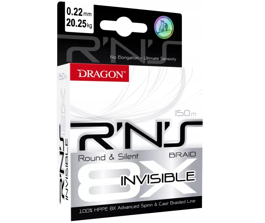 Plecionka Dragon R'n's 8X Invisible 150 m 0.12 mm/9.90 kg natural white-tra