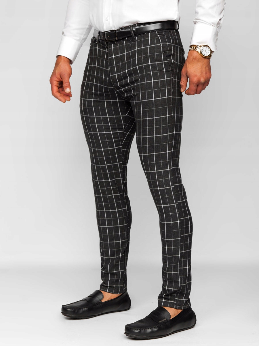 Černé Kostkované Chino Kalhoty 0032 DENLEY_30/S