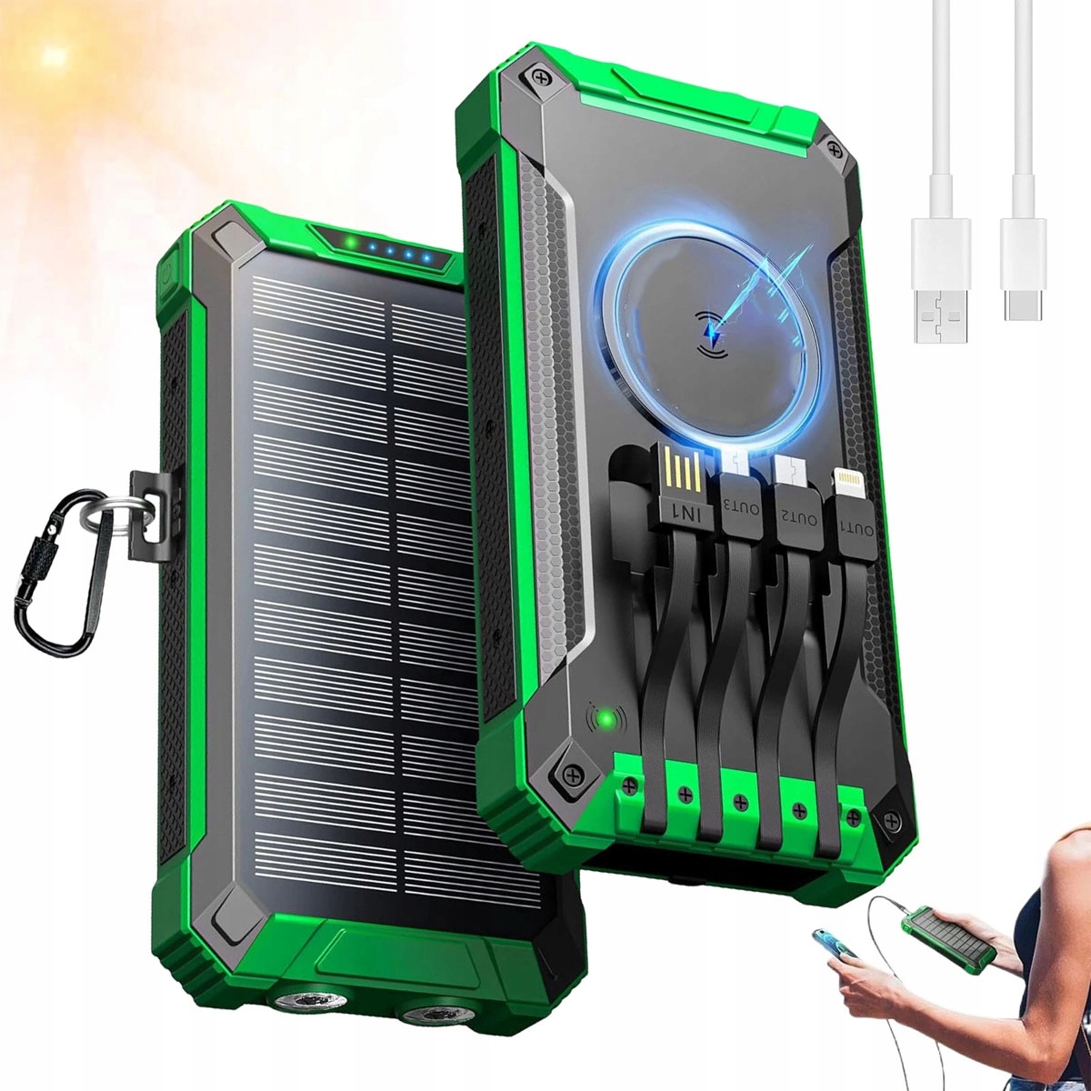 Powerbank Solarny 30000 mAh z Funkcją Ładowania Słonecznego Latarką 6 Porty