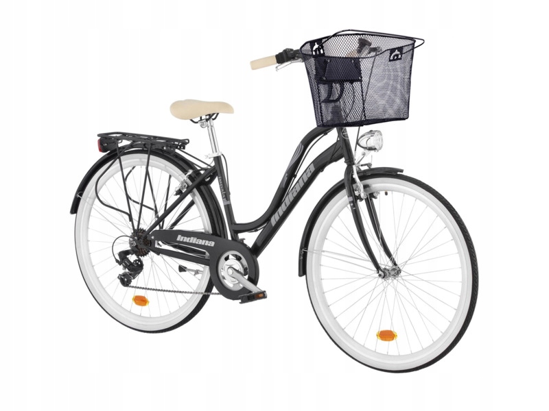Rower miejski Indiana Impala 7B 28 cali damski Czarny Koszyk na rower