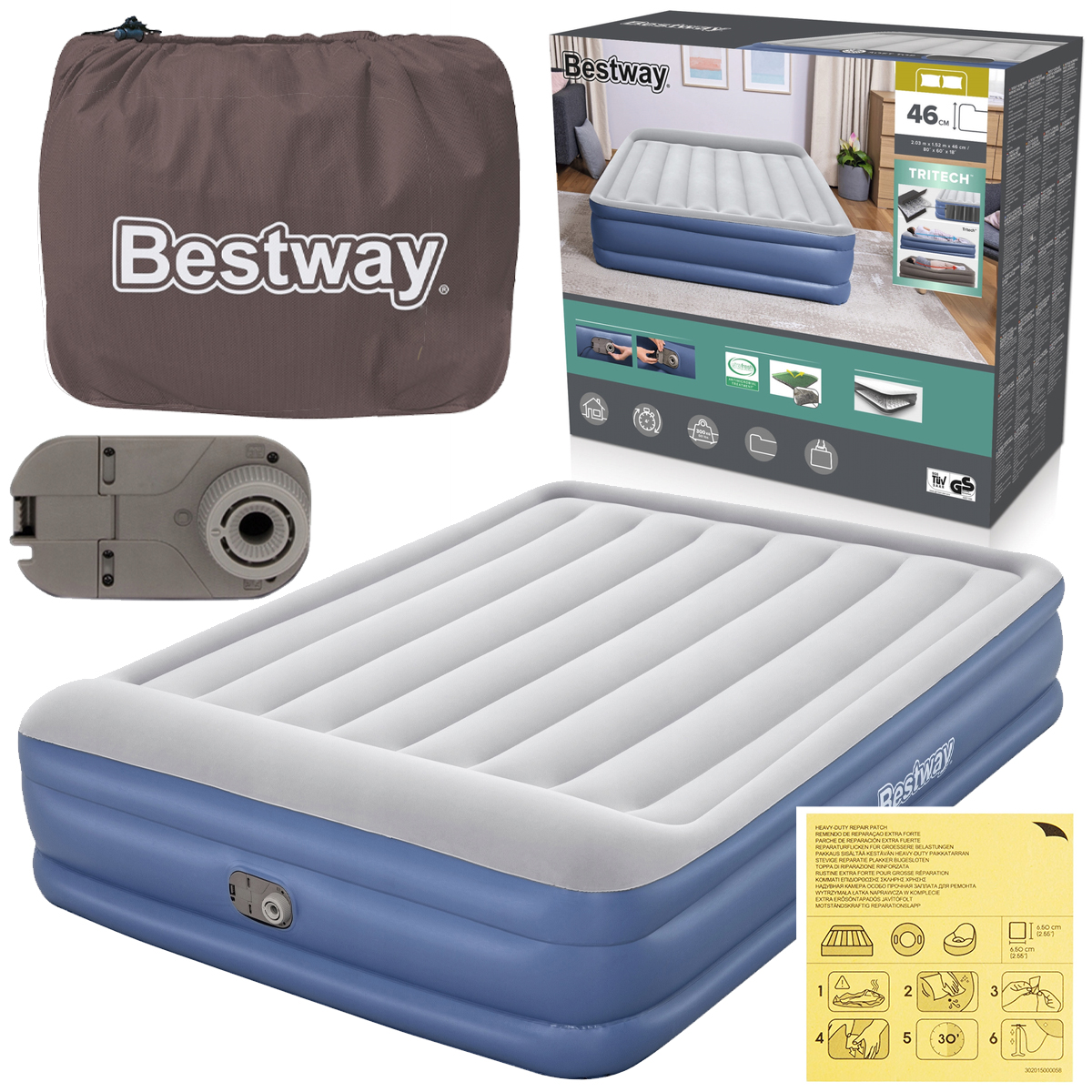 Matrace Dvoulůžková 203x152 cm Vestavěná pumpa Bestway