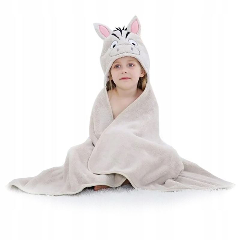 RĘCZNIK KĄPIELOWY OKRYCIE Z KAPTUREM PLAŻOWE SZLAFROK DLA DZIECI ZEBRA