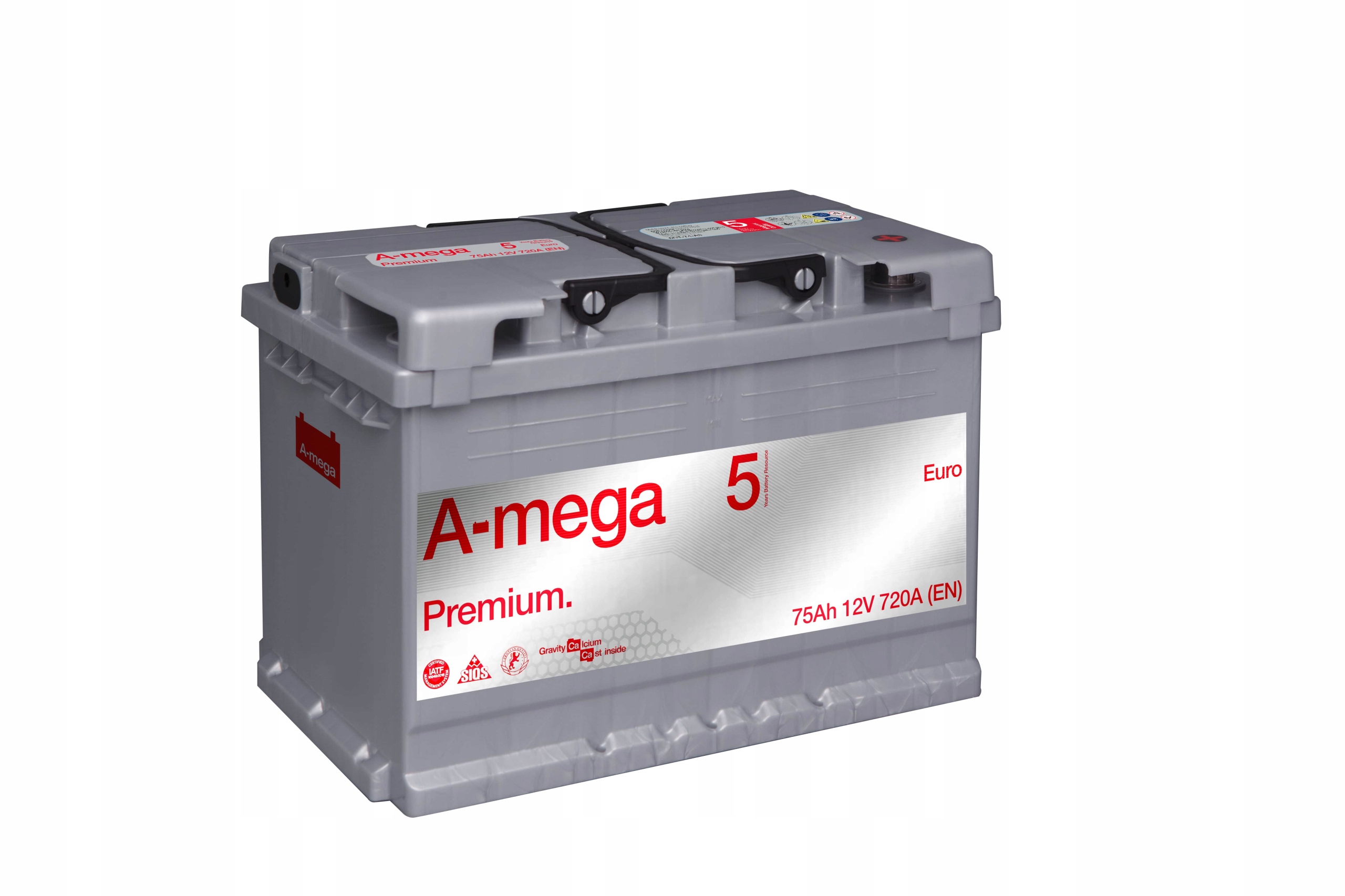 12V720A - Аккумулятор AMEGA Premium 75ah 720a литые пластины