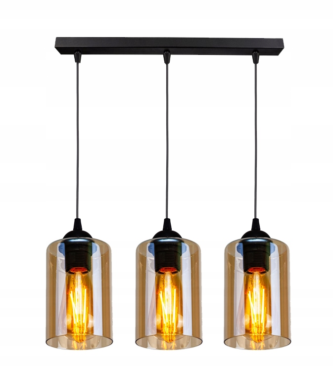 Závěsná lampa nad stůl 100x55 Bistro Stropní černá 3x40W E27 stínidlo bronzová
