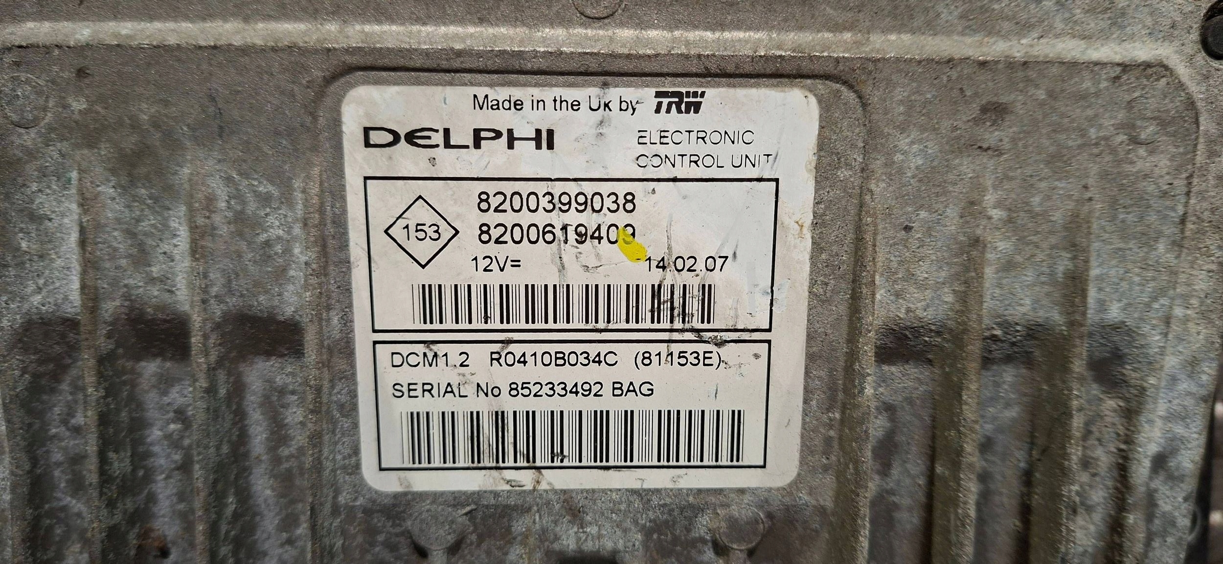 computer 8200619409 R0410B034C 8200399038 RENAULT 1.5 DCI
