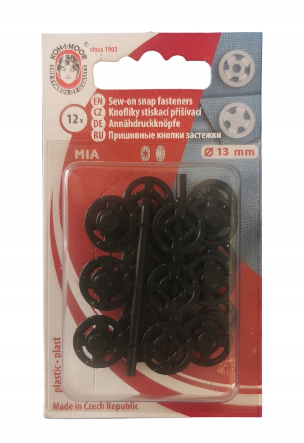 Zatrzaski 12 szt plastik napy do przyszycia 13 mm