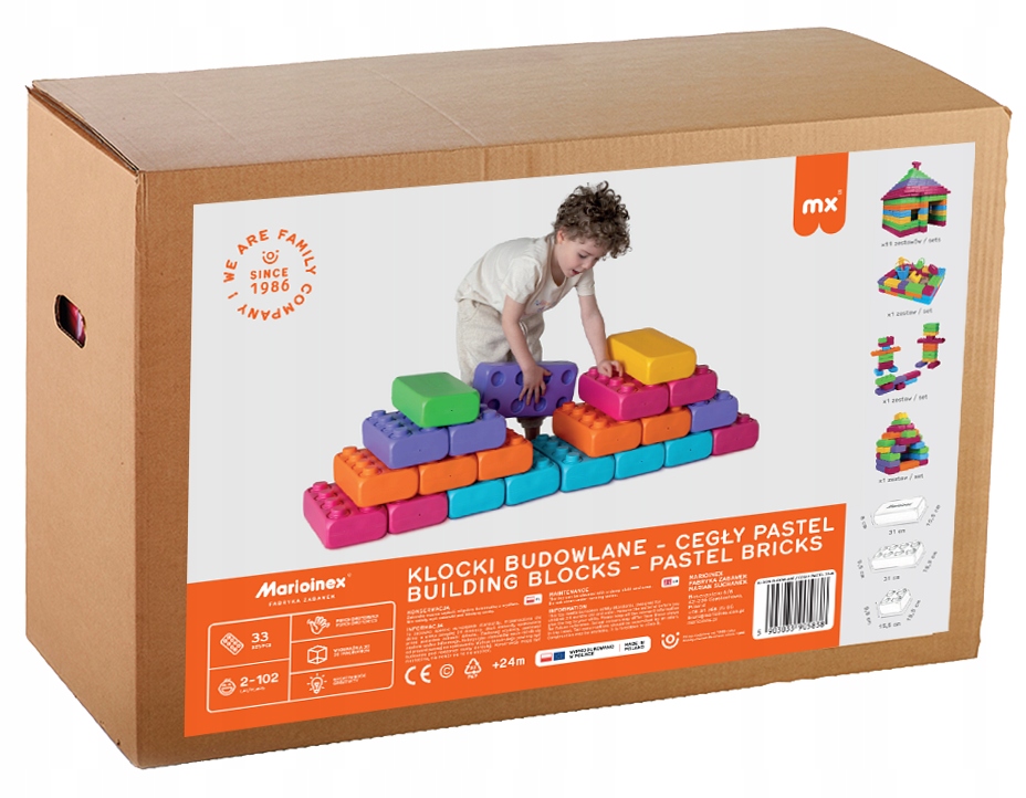 Klocki Budowlane Cegły 33el pastel