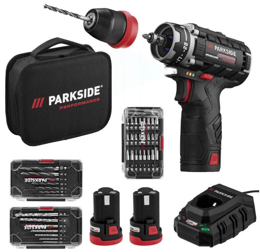 Parkside Pbspa 12 E4 Performance Akumulatorowa wiertarko-wkrętarka 2 x aku