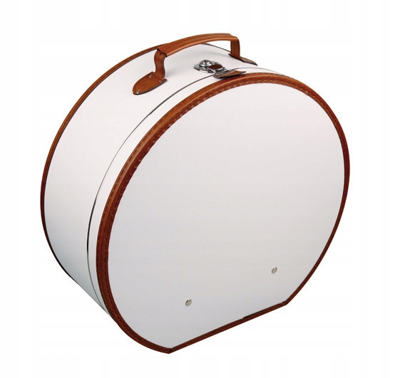 Kufr s obalem na klobouk, barva bílá, hnědé lemování, velký 50 cm