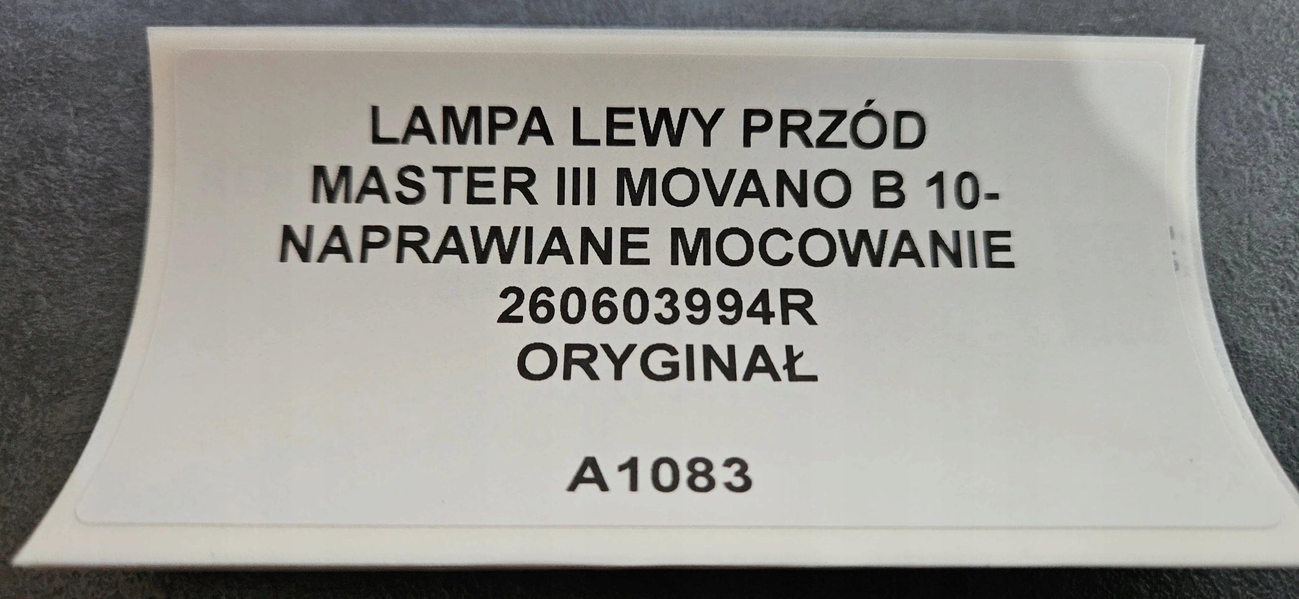 light left front MASTER III MOVANO B 10- original 260603994R