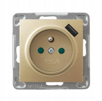 Ospel Impression zlatý zásuvka s uzemněním Usb GP-1YZPUSB/m/28