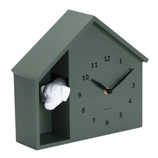 Zelený nástěnný hodinový stroj se zvukem psího štěkání pro děti Peeking Doggy X