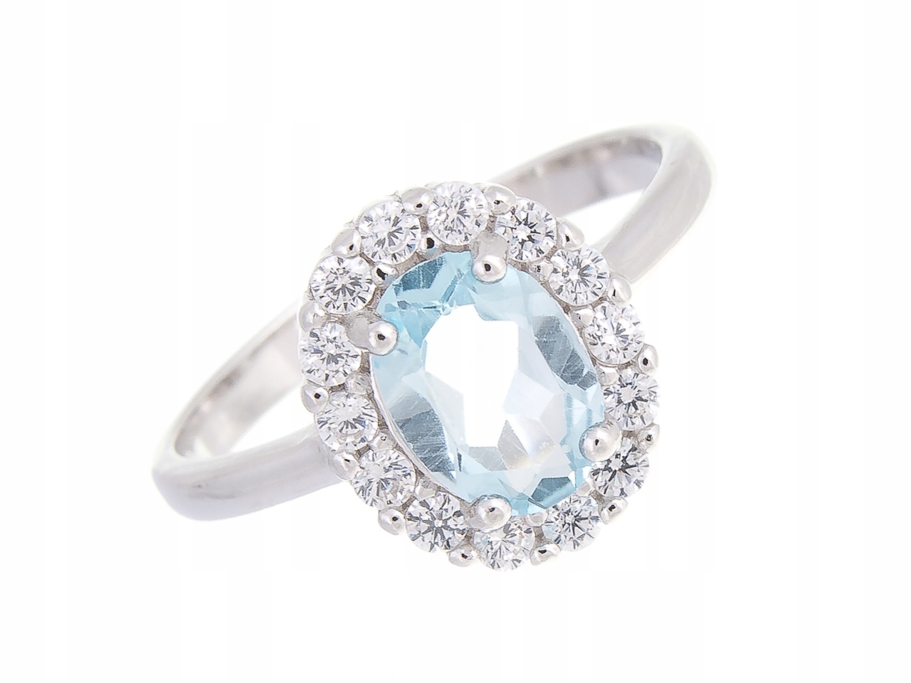 Stříbrný Prstýnek Sky Blue Topaz Přírodní Vel