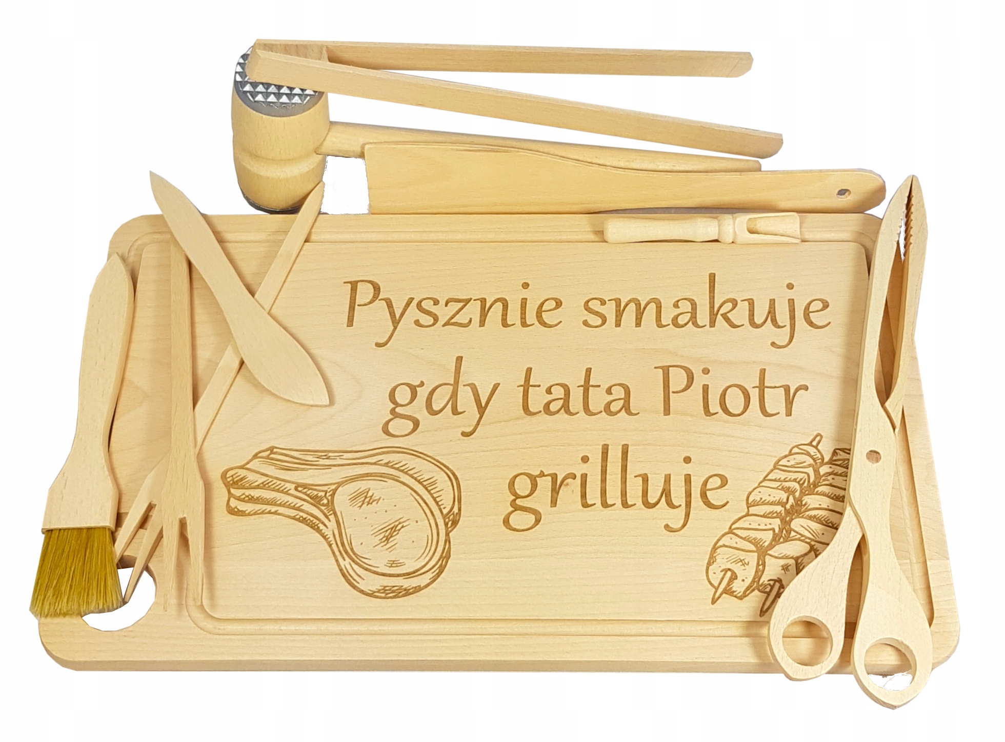 

Zestaw Do Grilla Deska Przybory 10 Prezent Grawer