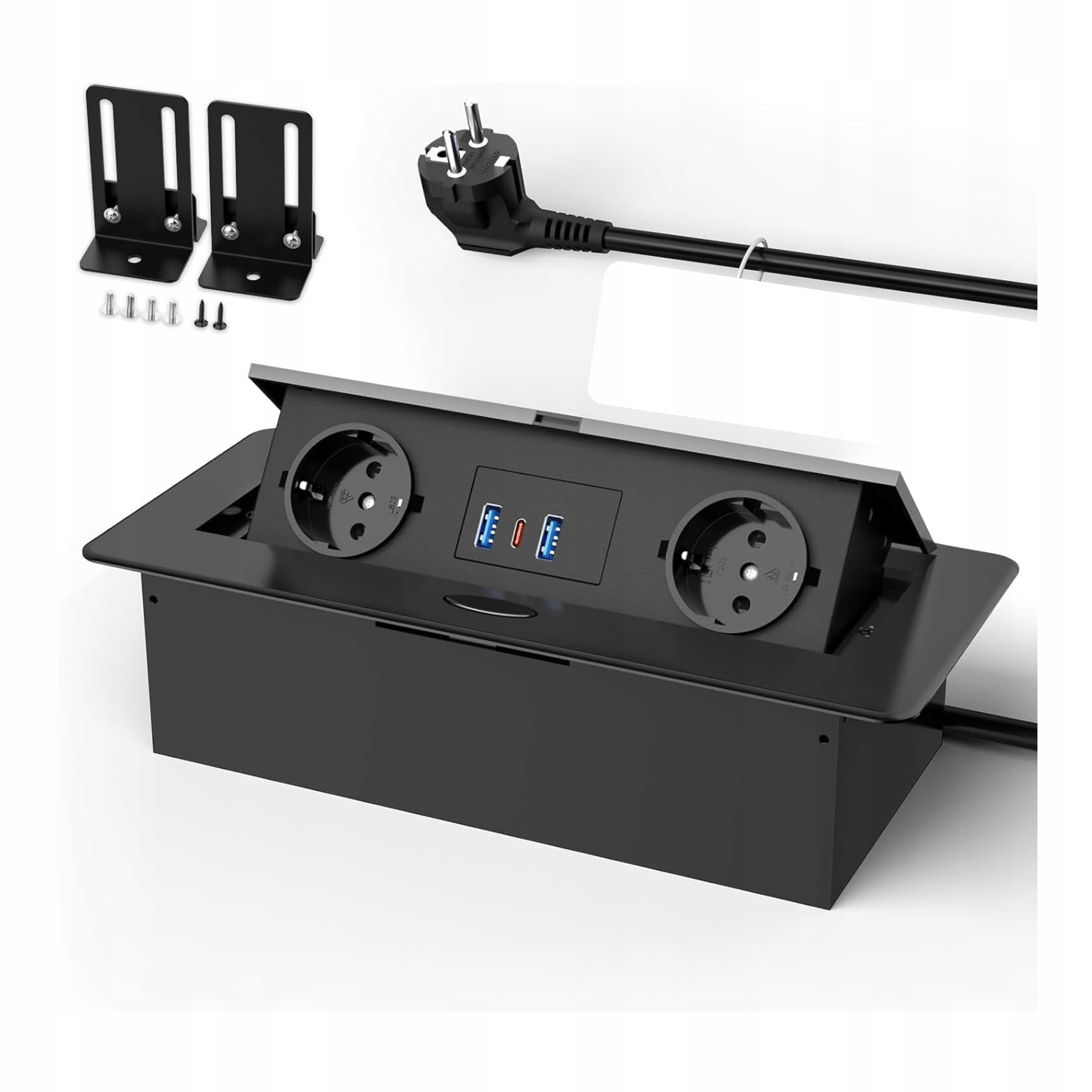 Zasúvateľná zásuvka zapustená do dosky 2x 230V 2xUSB-A 1xUSB-C