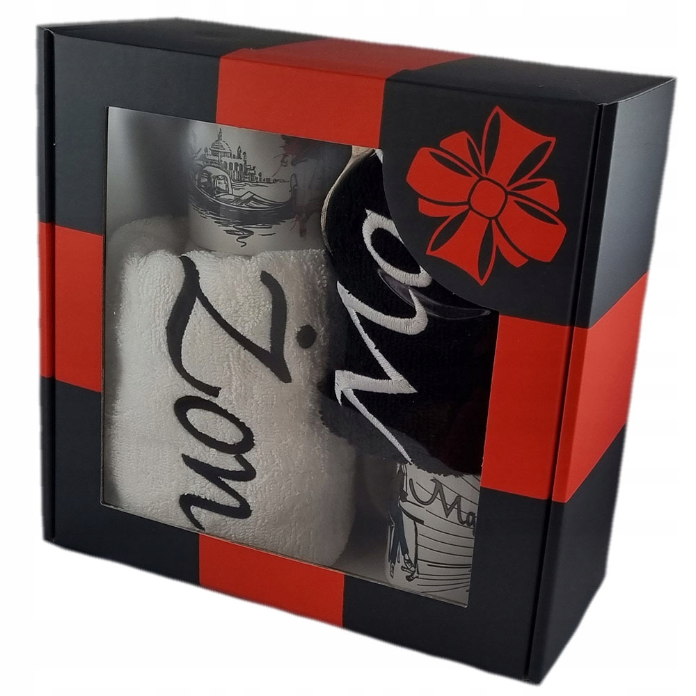 Komplet ręczników z haftem + kubki prezent ślubny