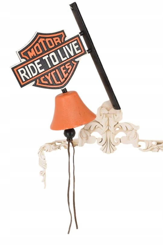 Żeliwny Dzwon Ogrodowy Dzwonek - Ride To Live - Motocykl Motor Ozdoba