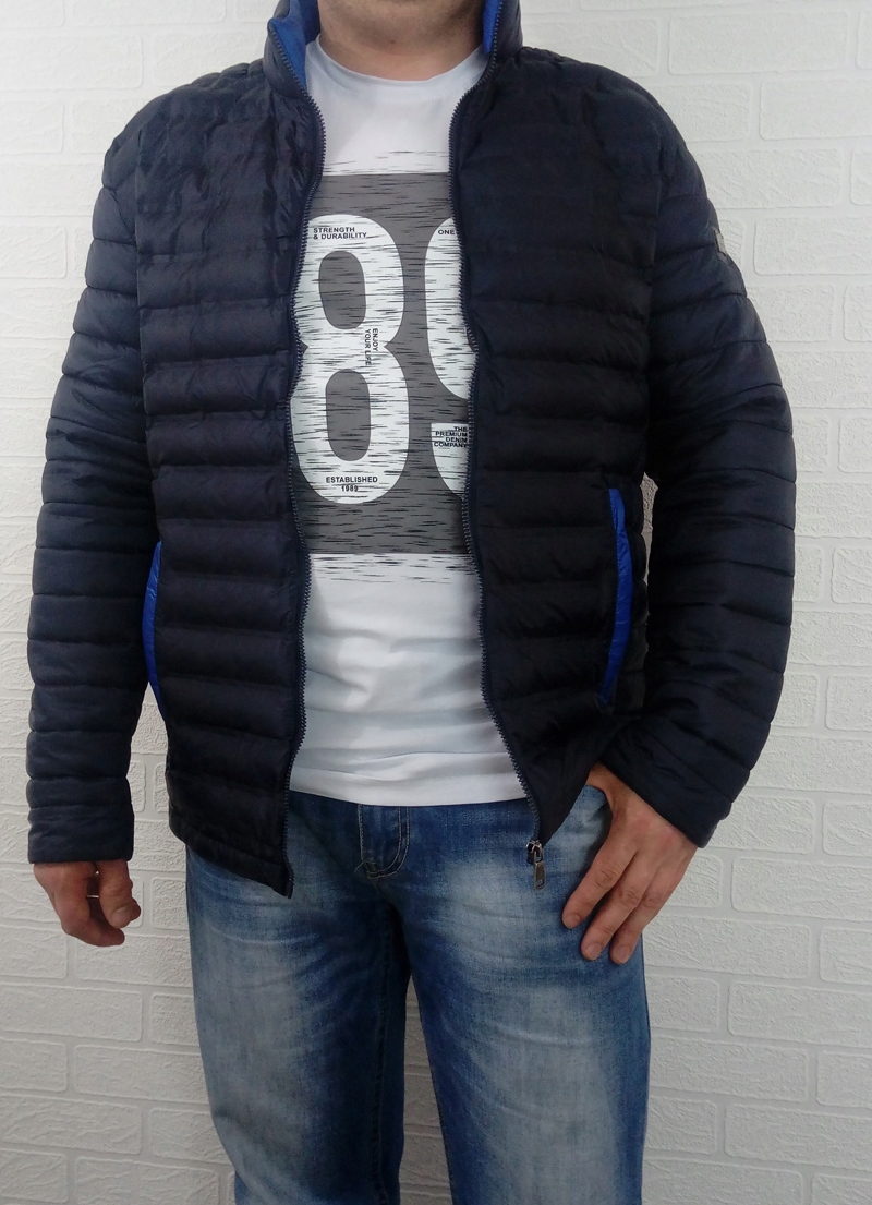 Granatowa pikowana kurtka męska