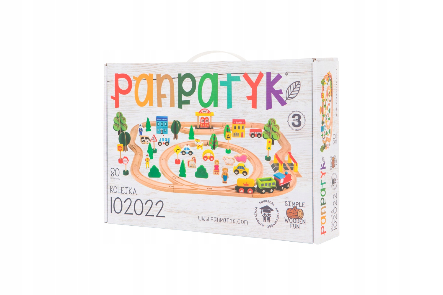 DREWNIANA KOLEJKA TORY POCIĄG 80 ELEMENTÓW Bohater Inny