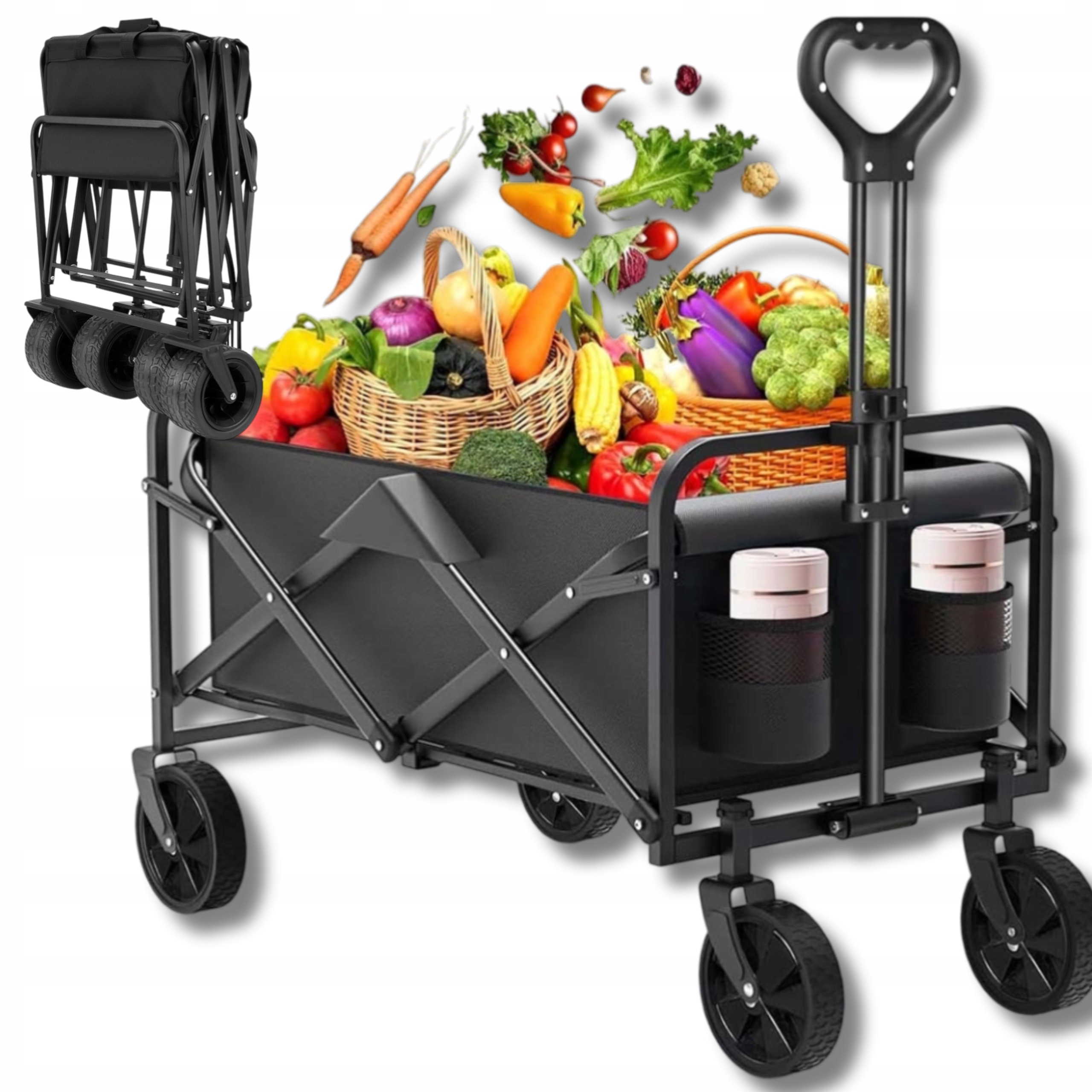 Skládací Turistický Vozík Velký Přepravní Přívěs 100 Kg Plážový 120 L