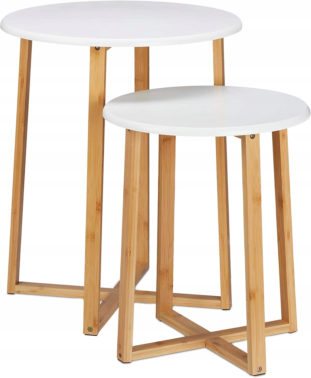 Sada 2 stolků Stolek Relaxdays kulatý 48 x 60 x 50 cm bílý